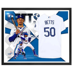 Mookie Betts LA Dodgers Autographed Framed White Nike Authentic Jersey Collage