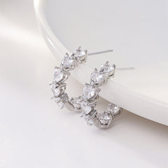 Ornament Simple Rhinestone Ear Clip Design C- Ring Earrings
