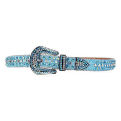 Blue Strap Studded With Multi Color Rhinestone Belt