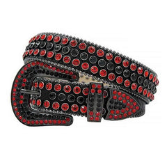 Black Strap Studded with Black Red Rhinestone Belt
