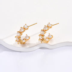 Ornament Simple Rhinestone Ear Clip Design C- Ring Earrings