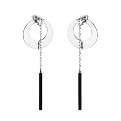 Tassel Special Black Temperament Mini With Zircon Ring Pendant Earrings