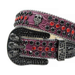 Purple Rhinestone Belt With Black Red Stones