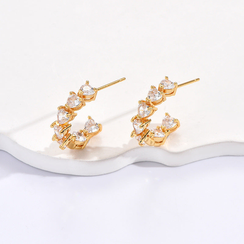 Ornament Simple Rhinestone Ear Clip Design C- Ring Earrings