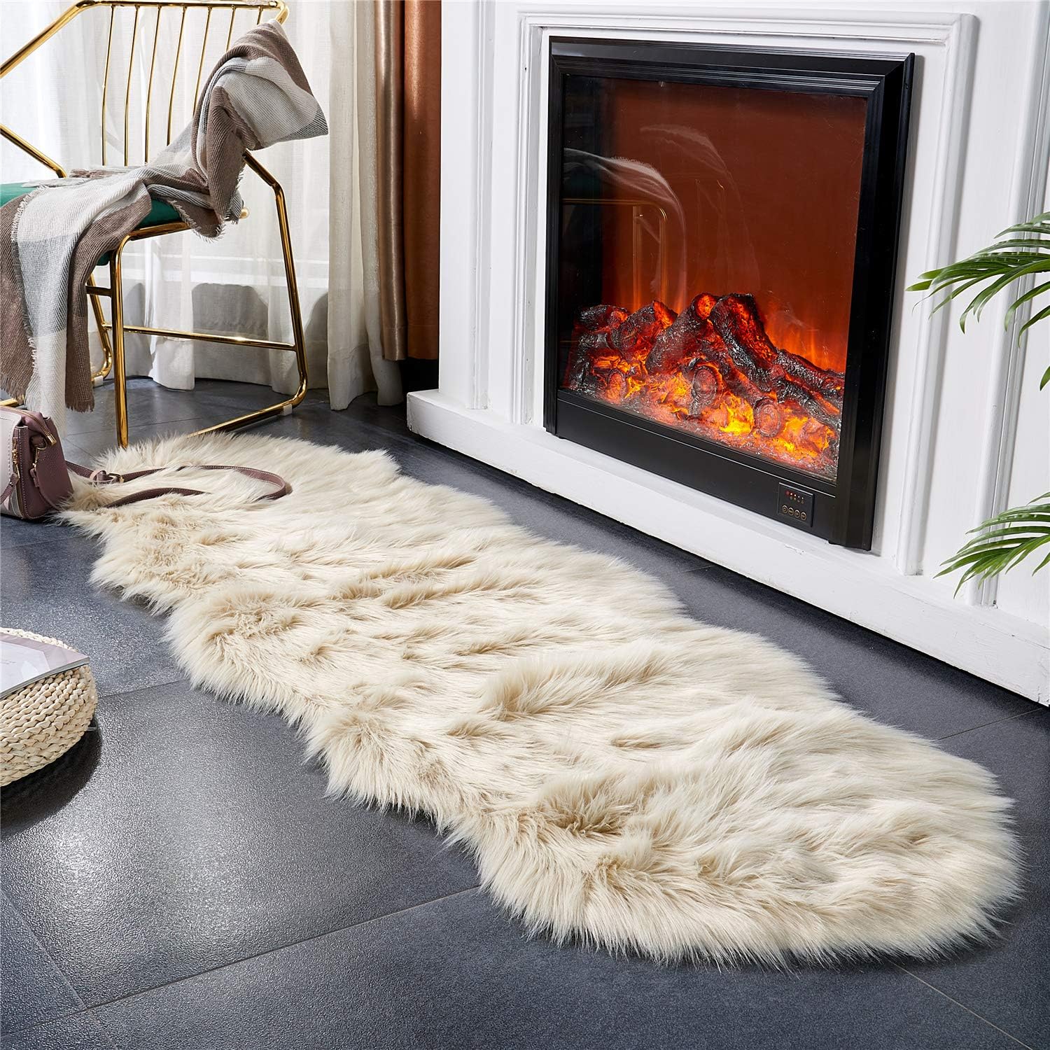Luxury Faux Sheepskin Area Rug – Soft Fluffy Rug for Living Room, Bedroom & Home Decor