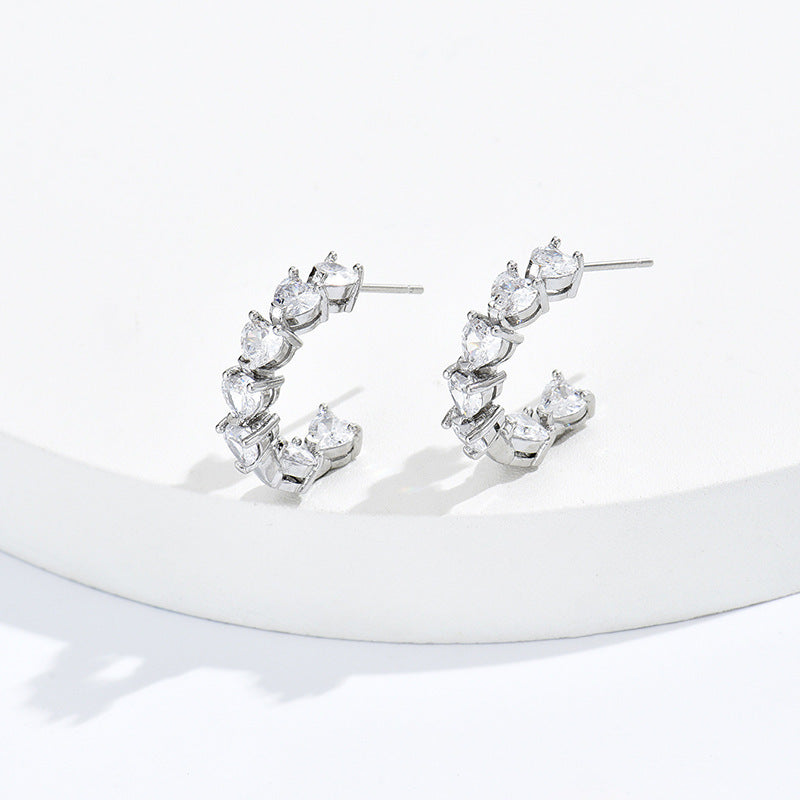 Ornament Simple Rhinestone Ear Clip Design C- Ring Earrings